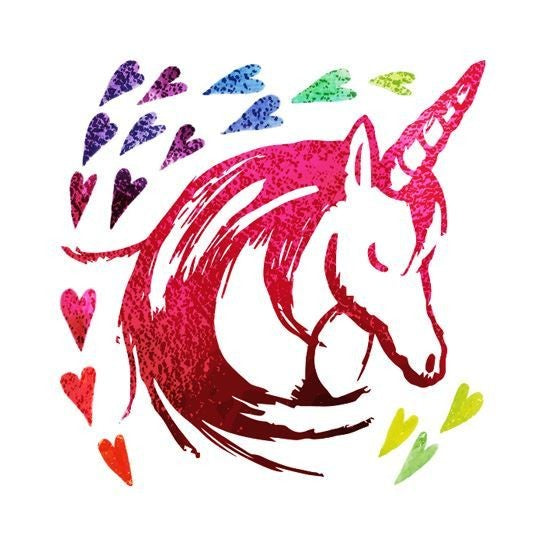 In love metal colored unicorn temporary tattoo 5cm