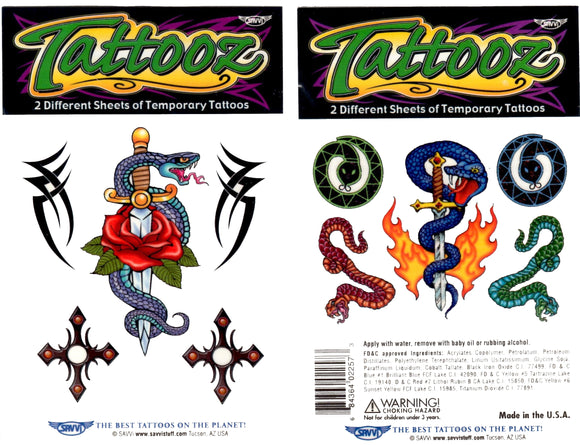 Petite pochette de tatouages temporaires tattooz serpents