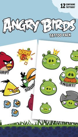 Pack of 12 Angry Birds temporary tattoos