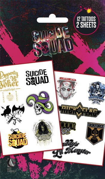 Suicide Squad temporary tattoo pack
