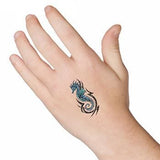 Glittering colourful seahorse temporary tattoo 5cm
