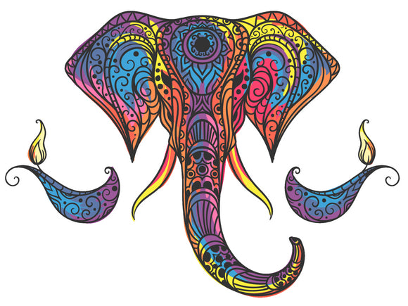 Tatouage temporaire éléphant indien coloré