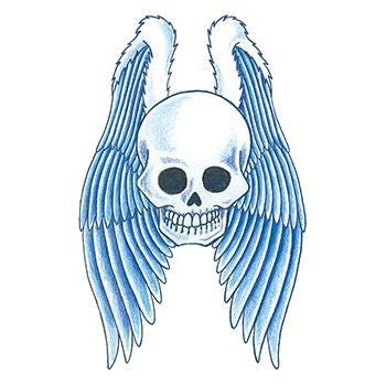 Winged skull temporary tattoo 9cm