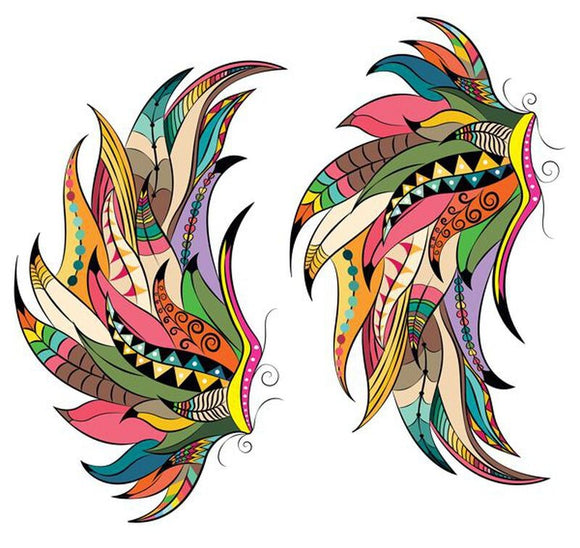 Très grand tatouage ailes colorées tattoo 23cm
