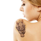 Realistic rhinoceros big ephemeral tattoo 13cm