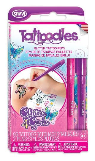 Kit tatouages et stylos paillettes Glitter 4 girls tattoos