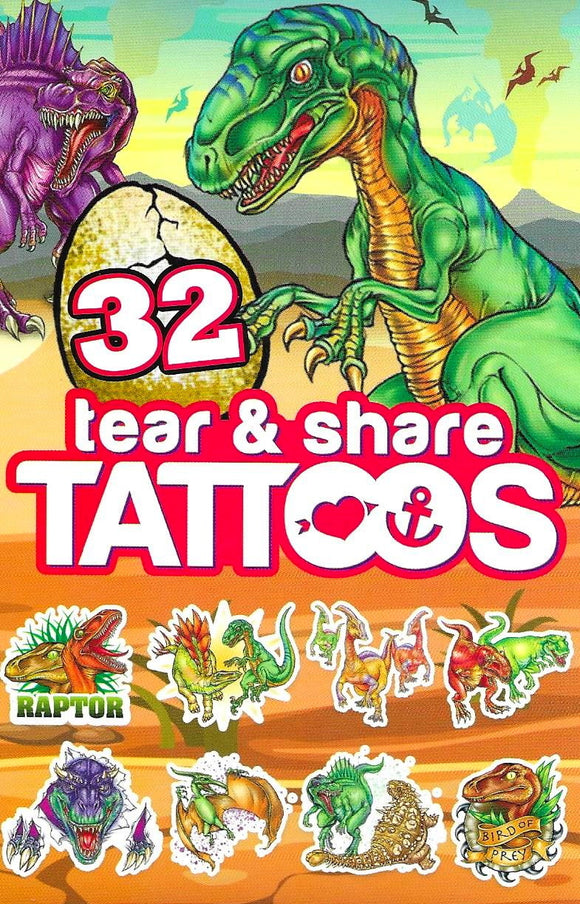 Tear and share dinosaur tattoo pack