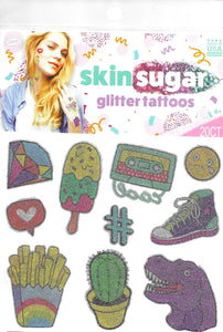 Vintage glitter skin sugar temporary tattoo pack