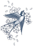 Tatouage semi permanent fleurs et hirondelle