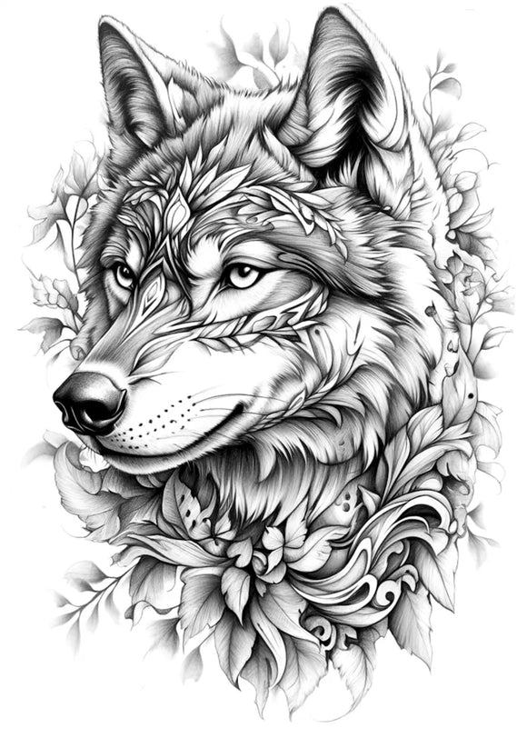 Tatouage temporaire loup de la foret
