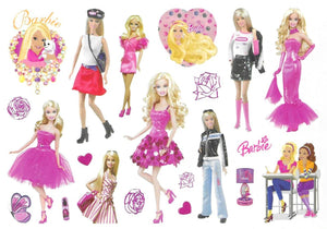 Planche de tatouages éphémères Barbie Mode 15cm