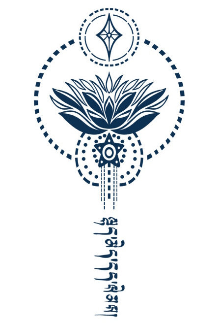 Tatouage jagua semi permanent fleur de lotus 16cm