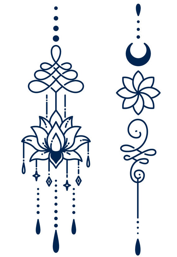 Tatouages jagua semi-permanent pendentifs bohèmes 16 cm