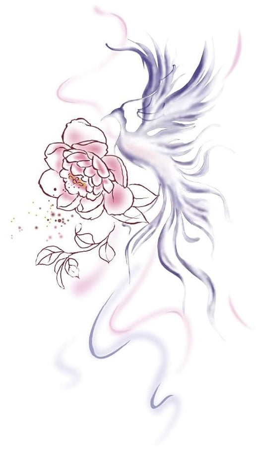 tatouage oiseau et fleur