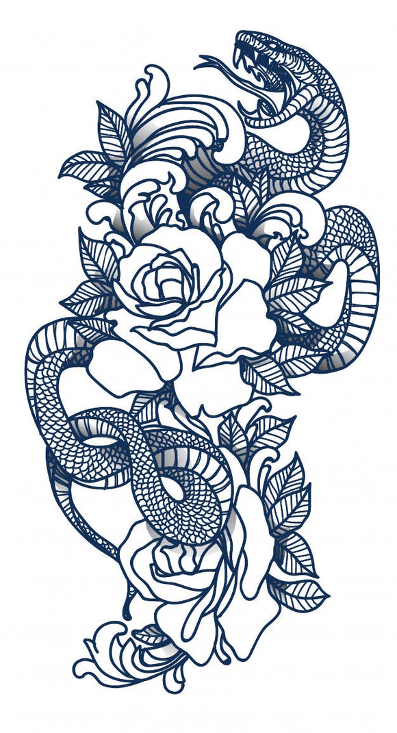 tatouage temporaire jagua fleurs et serpent