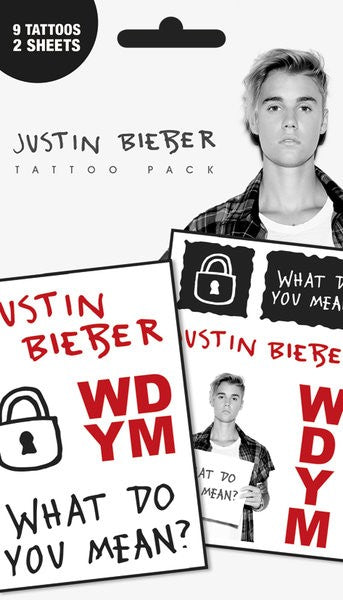 Justin Bieber temporary tattoo pack