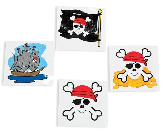 Pack de 4 tatouages temporaires pirates 4cm