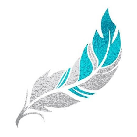 Tatouage temporaire plume bleue et argentée 9cm