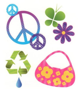 Planche de tatouages peace and love ecolo 10cm
