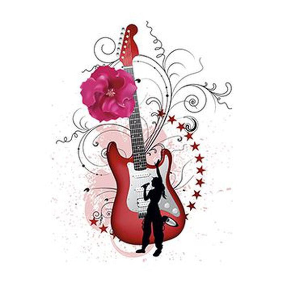 Tatouage temporaire guitare et chanteuse 9cm