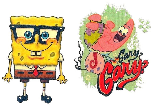 Tattoo temporaire Bob l'éponge une joyeuse bande 9cm