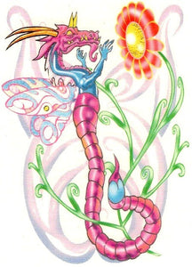 Tatouage Dragon et fleur Dragon fairies tattoos 9cm
