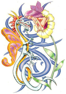 Tatouage éphémère jolie fée Dragon fairies tattoos 9cm