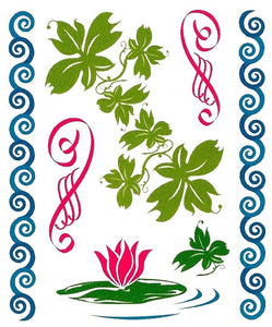 Fantasy Garden pink lotus tattoo 10cm