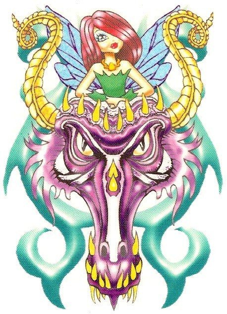 Dragon fairies magic alliance temporary tattoo 9cm