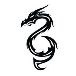 Designed black tribal dragon fake tattoo 9cm
