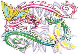 Dragon fairies magical duel temporary tattoo 9cm