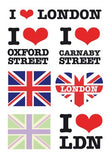 Pack of letterings and symbols London fake tattoos