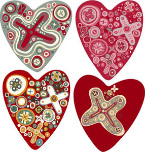 Tatouages temporaires 4 coeurs façon Klimt