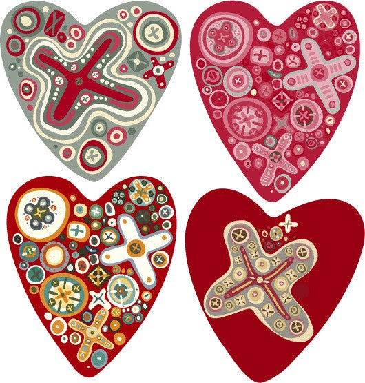 Tatouages temporaires 4 coeurs façon Klimt