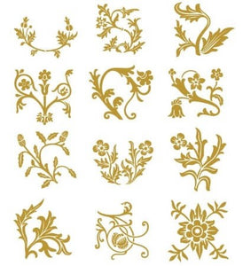 Planche de 12 tatouages dorés