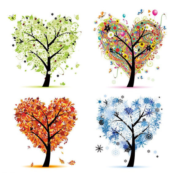 4 tattoos arbres en forme de coeurs