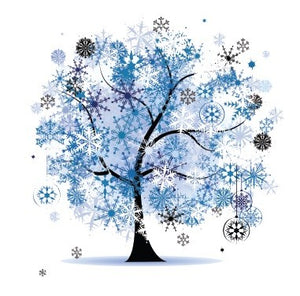 Blue winter tree temporary tattoo 6cm