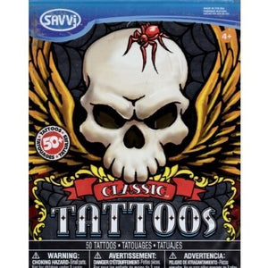 Grande pochette de tatouages têtes de mort