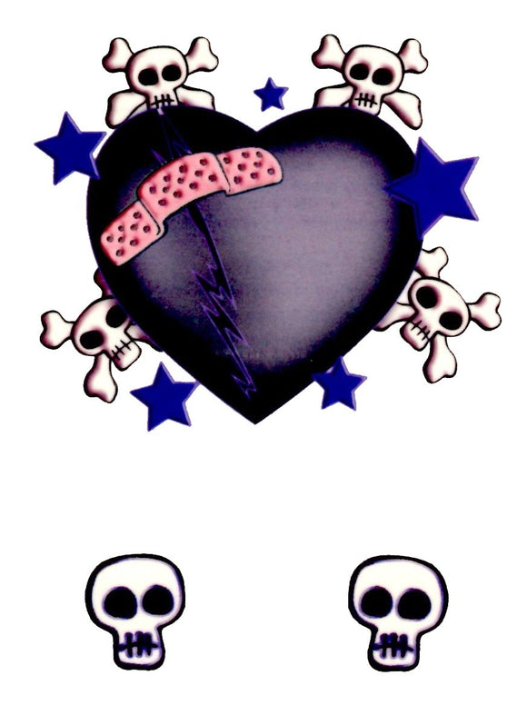 Wounded heart temporary tattoo 10cm
