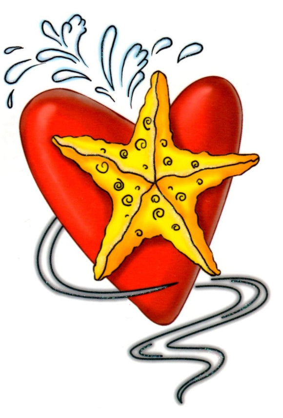 Tatouage éphémère marin coeur étoile tattoo 11cm