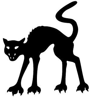 Black angry cat temporary tattoo 6cm