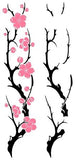 Tatouages temporaires branches de fleurs de cerisier blanche et rose 17cm