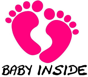 Pink "Baby Inside" temporary tattoo 6 cm