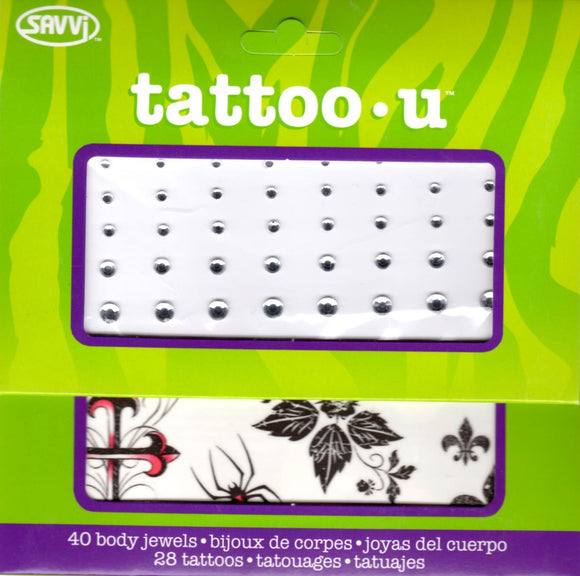 Pack of fake tattoos and body jewelry spider