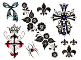 Pack of fake tattoos and body jewelry spider
