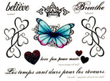 Pack of fake tattoos and Body Jewelry Peace and love