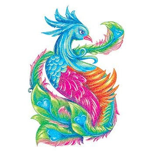 Tatouage éphémère Paon coloré brillant tattoo 9cm