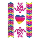 Tatouage coloré métallisé tortues maori 9cm