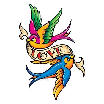 Love birds temporary tattoo 7cm