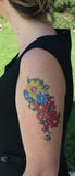 Grand tatouage temporaire fleurs colorées